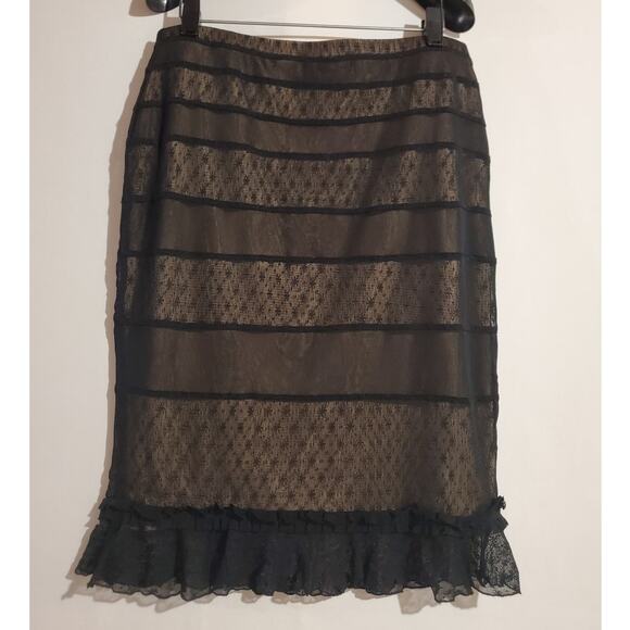 Vtg 90s Y2K Express Sheer Lace Overlay Ruffle Trim Skirt Sz M Whimsygoth Grunge - Picture 4 of 8